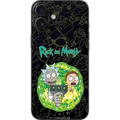 Adult Swim Rick and Morty Portal Travel iPhone 16 Plus Skin